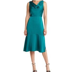 Sam Edelman NWOT Drape Neck Cocktail Dress in Teal green sz 14